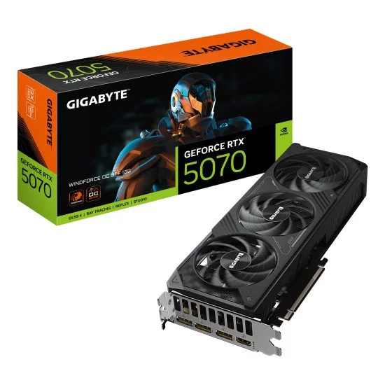 GIGABYTE GeForce RTX 5070 WINDFORCE OC SFF 12G Carte Graphique - 16 Go GDDR7, 256 bits, PCI-E 5.0, 2542 MHz Core Clock, 3 x DP 2.1a, 1 x HDMI 2.1b, NVIDIA DLSS 4, GV-N5070WF3OC-12GD GIGABYTE GeForce RTX 5070 WINDFORCE OC SFF 12G Carte Graphique - 16 Go GDDR7, 256 bits, PCI-E 5.0, 2542 MHz Core Clock, 3 x DP 2.1a, 1 x HDMI 2.1b, NVIDIA DLSS 4, GV-N5070WF3OC-12GD