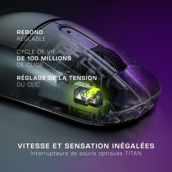 Turtle Beach Burst II Air - Souris gaming sans fil 2,4 GHz : ultralégère avec 47 g, touches optiques, symétrique, capteur optique 26 000 PPP, Bluetooth, autonomie 120 heures, câble USB-C Noir Turtle Beach Burst II Air - Souris gaming sans fil 2,4 GHz : ultralégère avec 47 g, touches optiques, symétrique, capteur optique 26 000 PPP, Bluetooth, autonomie 120 heures, câble USB-C Noir