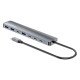 Manhattan Dock/hub USB-C, 7 ports : 3x USB-A + 4x USB-C, Pavec Power Delivery (PD) 100 W - nécessite un chargeur USB-C externe (non inclus). Alimenté par USB (aucune alimentation externe requise) lorsque le PD n'est pas utilisé, aluminium