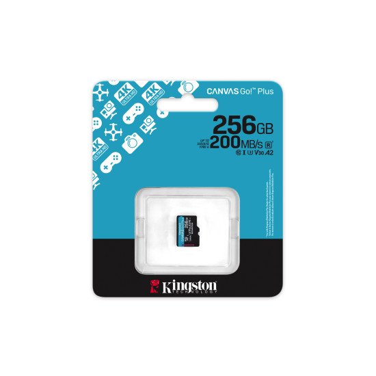 Kingston Technology Carte microSDXC Canvas Go Plus Gen4 200R A2 U3 de 256 Go, pack unique sans ADP Kingston Technology Carte microSDXC Canvas Go Plus Gen4 200R A2 U3 de 256 Go, pack unique sans ADP