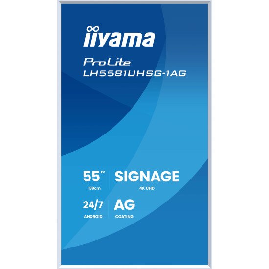 iiyama LH5581UHSG-1AG Écran d'affichage dynamique Écran plat interactif 138,7 cm (54.6") Wifi 500 cd/m² 4K Ultra HD Blanc Intégré dans le processeur Android 10 24/7 iiyama LH5581UHSG-1AG Écran d'affichage dynamique Écran plat interactif 138,7 cm (54.6") Wifi 500 cd/m² 4K Ultra HD Blanc Intégré dans le processeur Android 10 24/7