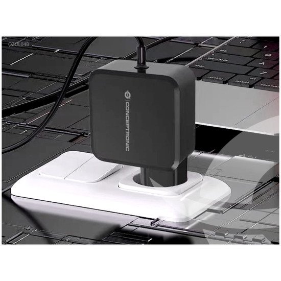 Conceptronic OZUL04BE chargeur d'appareils mobiles Universel Noir Secteur Intérieure