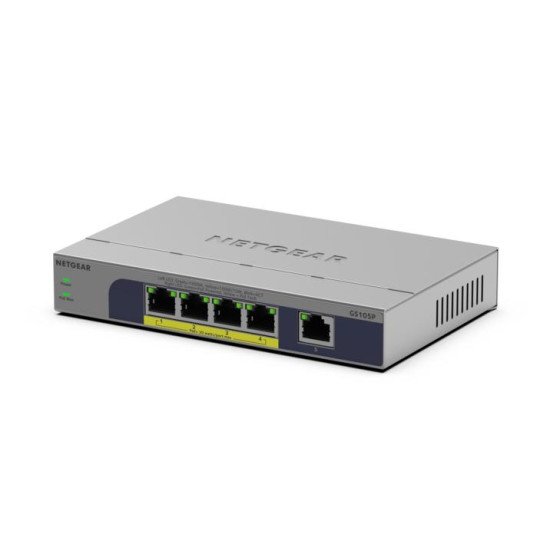 NETGEAR GS105P Non-géré Gigabit Ethernet (10/100/1000) Connexion Ethernet POE Montage sur le bureau ou sur le mur Gris