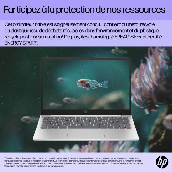 HP 14-ep0752nb Intel® Core™ i5 i5-1334U Ordinateur portable 35,6 cm (14") Full HD 8 Go DDR4-SDRAM 512 Go SSD Wi-Fi 6 (802.11ax) Windows 11 Home Argent
