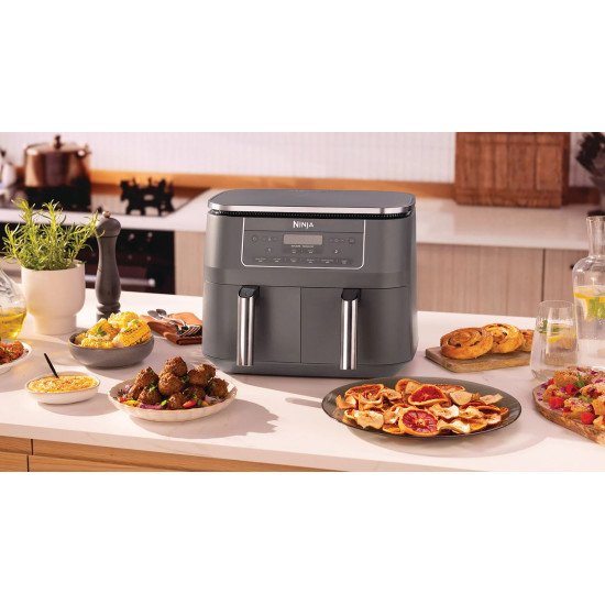 Ninja DZ300EU friteuse Double 7,6 L Autonome 2400 W Friteuse d'air chaud Gris Ninja DZ300EU friteuse Double 7,6 L Autonome 2400 W Friteuse d'air chaud Gris