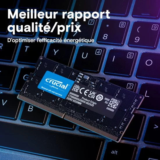 Crucial CT2K64G56C46S5 module de mémoire 128 Go 2 x 64 Go DDR5 5600 MHz Crucial CT2K64G56C46S5 module de mémoire 128 Go 2 x 64 Go DDR5 5600 MHz