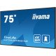 iiyama LH7554UHS-B1AG affichage de messages Panneau plat de signalisation numérique 190,5 cm (75") LCD Wifi 500 cd/m² 4K Ultra HD Noir Intégré dans le processeur Android 11 24/7