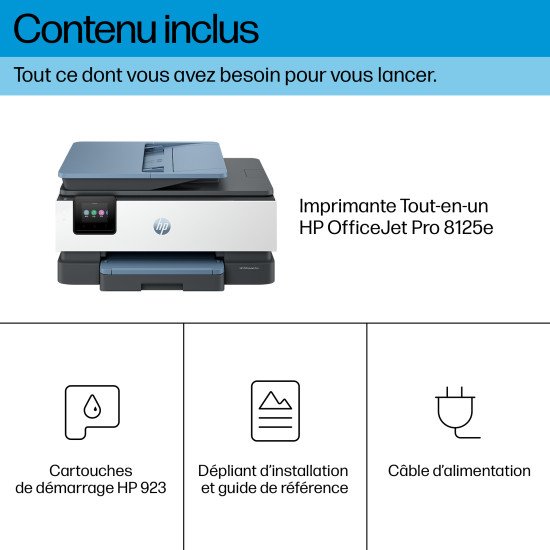 HP OfficeJet Pro 8125e Sans fil All-in-One Couleur Imprimante, Instant Ink; Impression recto-verso HP OfficeJet Pro 8125e Sans fil All-in-One Couleur Imprimante, Instant Ink; Impression recto-verso