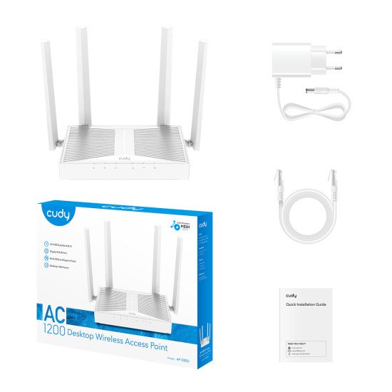 Cudy AP1300D point d'accès réseaux locaux sans fil 867 Mbit/s Blanc Connexion Ethernet POE