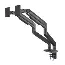 Manhattan Support de bureau double pour TV/moniteurs (bras à ressort à Bras articulé), écrans 13" à 45", fixation à l'arrière par pince ou passe-câble, Compatibilité VESA : 75x75 et 100x100 mm (vérifiez les dimensions des quatre trous de fixatio