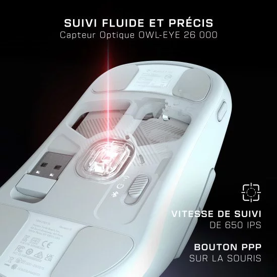 Turtle Beach Burst II Air - Souris gaming sans fil 2,4 GHz : ultralégère avec 47 g, touches optiques, symétrique, capteur optique 26 000 PPP, Bluetooth, autonomie 120 heures, câble USB-C Blanc Turtle Beach Burst II Air - Souris gaming sans fil 2,4 GHz : ultralégère avec 47 g, touches optiques, symétrique, capteur optique 26 000 PPP, Bluetooth, autonomie 120 heures, câble USB-C Blanc