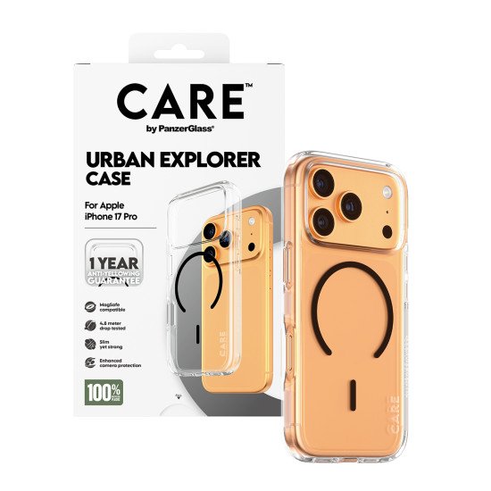 PanzerGlass CARE by ® Flagship Case Transparent Urban Explorer w. Black MagSafe iPhone 17 Pro coque de protection pour téléphones portables Housse PanzerGlass CARE by ® Flagship Case Transparent Urban Explorer w. Black MagSafe iPhone 17 Pro coque de protection pour téléphones portables Housse