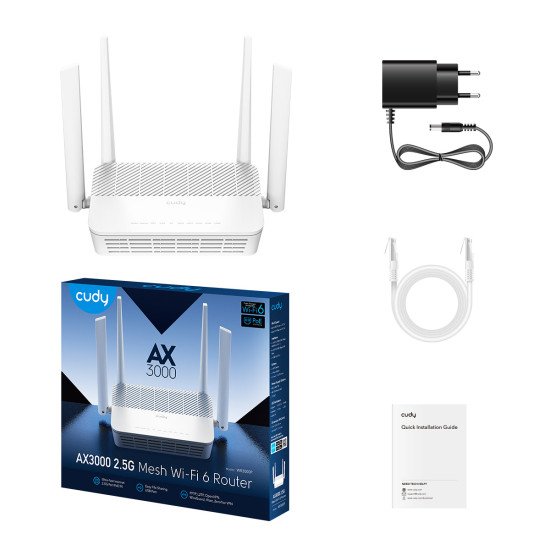 Cudy WR3000P routeur sans fil 2.5 Gigabit Ethernet Bi-bande (2,4 GHz / 5 GHz) Blanc
