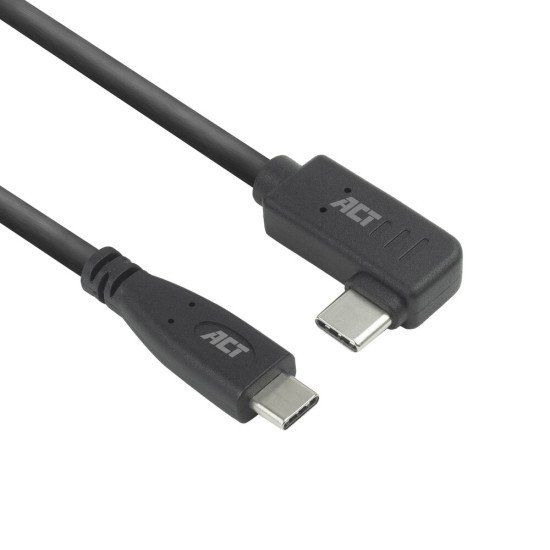 ACT Câble USB 3.0 10 Gbit/s 60 W USB Type-C (droit) vers USB Type-C (coudé à gauche/droite), 3 mètre