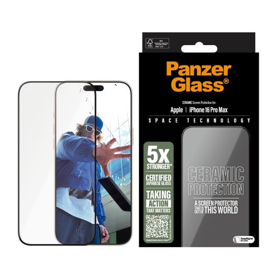 PanzerGlass ® Ceramic Screen Protector iPhone 16 Pro Max | Ultra-Wide Fit Protection d'écran transparent Apple 1 pièce(s) PanzerGlass ® Ceramic Screen Protector iPhone 16 Pro Max | Ultra-Wide Fit Protection d'écran transparent Apple 1 pièce(s)