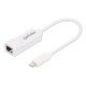 Manhattan Adaptateur USB-C vers Ethernet Gigabit, réseau 10/100/1000 Mbit/s, jusqu'à 2 Gbit/s en duplex intégral, RJ45, blanc, garantie 3 ans, équivalent à US1GC30W