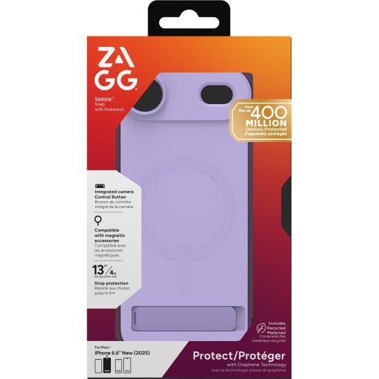 ZAGG Sedona Snap Kickstand coque de protection pour téléphones portables 16,5 cm (6.5") Housse Violet