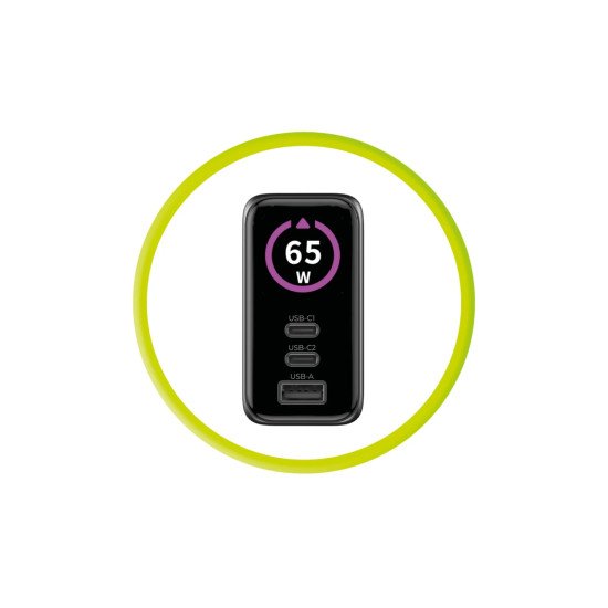 Mobile Origin MO-65WDCH-PW20 chargeur d'appareils mobiles Universel Noir Secteur Charge rapide Intérieure