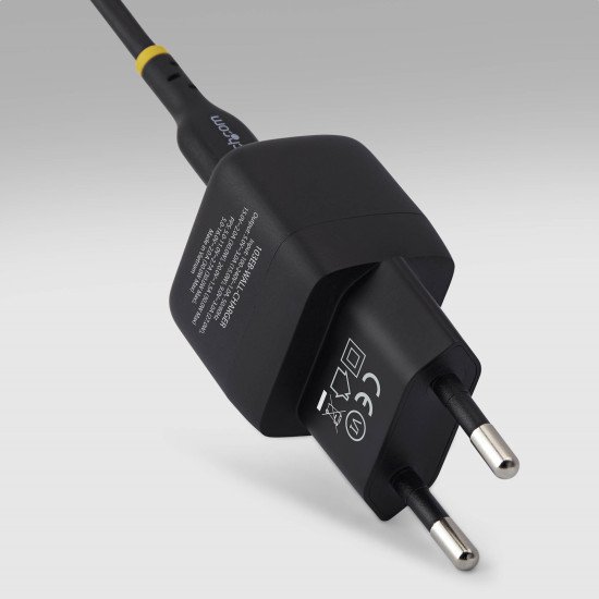 StarTech.com Chargeur Mural USB‑C 30W, Chargeur GaN Portable, Charge Rapide USB Power Delivery, GaN 5V/9V/15/20V PD, Chargeur USB-C, Noir