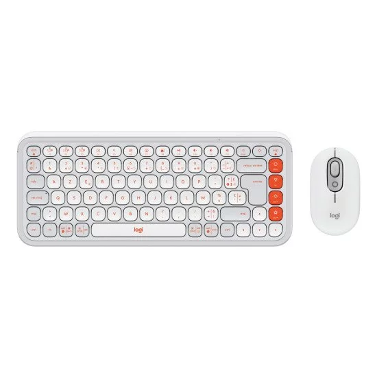 Logitech POP Icon Combo clavier Souris incluse Universel Bluetooth AZERTY Français Orange, Blanc Logitech POP Icon Combo clavier Souris incluse Universel Bluetooth AZERTY Français Orange, Blanc