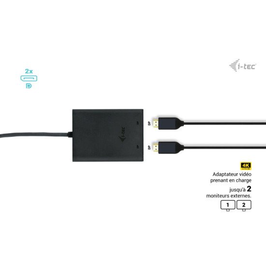 i-tec USB-C Dual 4K/60Hz (single 8K/30Hz) DP Video Adapter