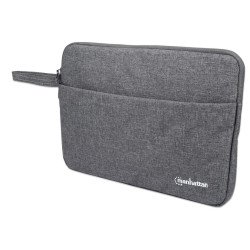 Manhattan Housse Seattle pour ordinateur portable 14,5", grise, rembourrée, intérieur ultra doux, compartiment principal à double zip, poche avant zippée, boucle de transport, résistante à l'eau, garantie 3 ans