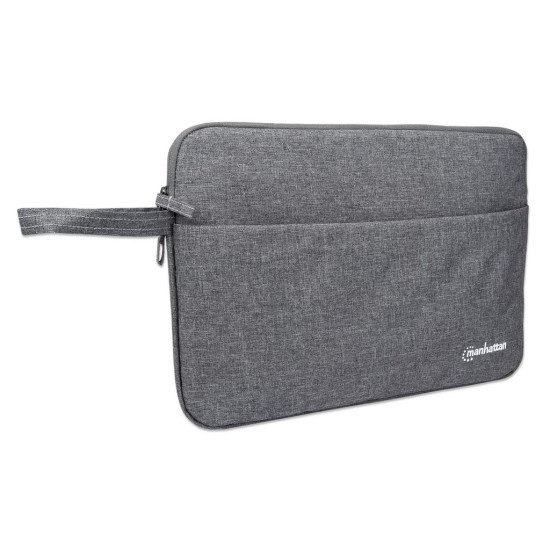 Manhattan Housse Seattle pour ordinateur portable 14,5", grise, rembourrée, intérieur ultra doux, compartiment principal à double zip, poche avant zippée, boucle de transport, résistante à l'eau, garantie 3 ans