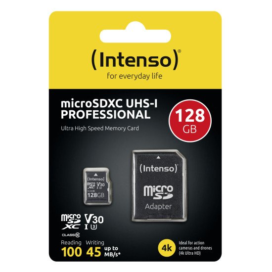 Intenso microSDXC 128GB Class 10 UHS-I Professional - Extended Capacity SD (MicroSDHC) 128 Go Classe 10