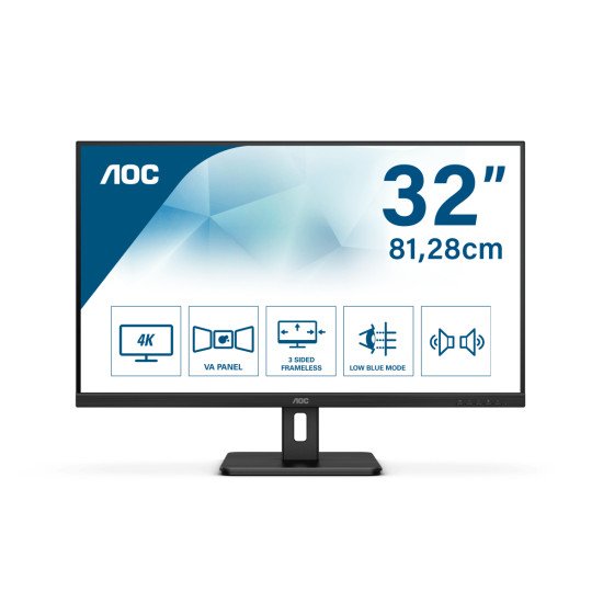 AOC Essential-line U32E2N LED écran PC 31.5" 3840 x 2160 pixels 4K Ultra HD Noir