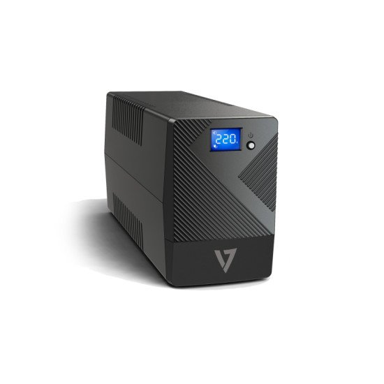 V7 UPS 600VA UPS para ordenador de escritorio con 6 salidas, pantalla LCD táctil (UPS1P600E)
