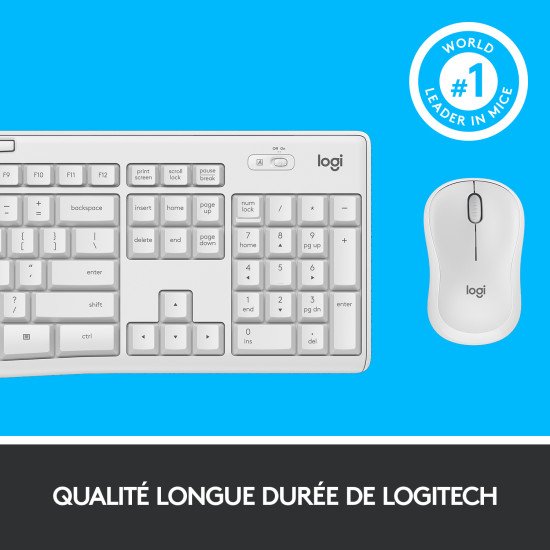 Logitech MK295 Silent Wireless Combo clavier RF sans fil QWERTY US International Blanc