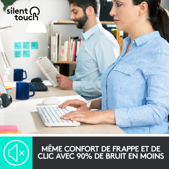 Logitech MK295 Silent Wireless Combo clavier Souris incluse RF sans fil AZERTY Français Blanc