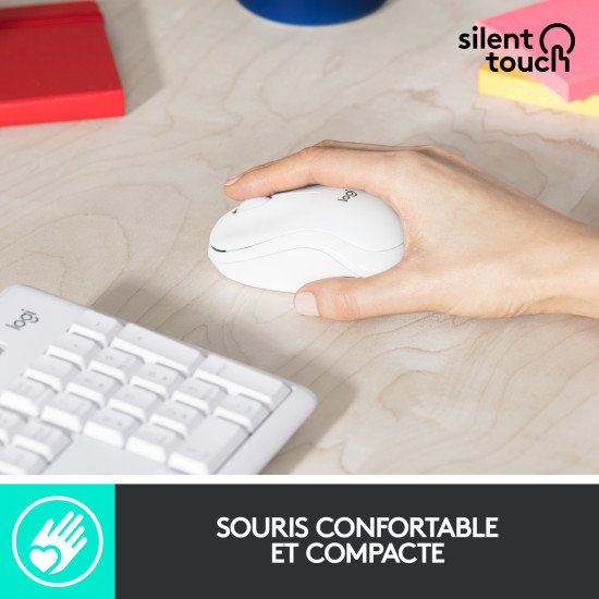 Logitech MK295 Silent Wireless Combo clavier Souris incluse RF sans fil AZERTY Français Blanc