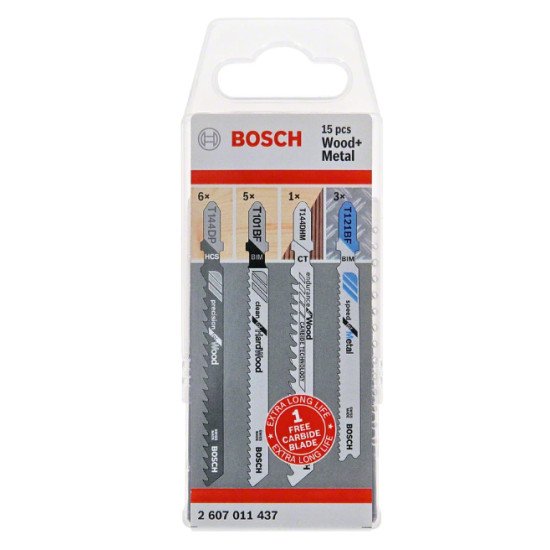 Bosch 2 607 011 437 Lame de scie sauteuse, à chantourner et sabre Lames de scie sauteuse 15 pièce(s)