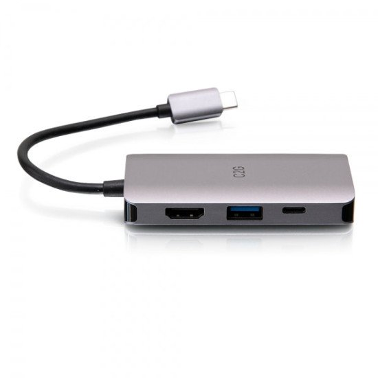 C2G Mini station d'accueil USB-C 4 en 1 avec HDMI, USB-A, Ethernet et USB-C, alimentation électrique jusqu'à 100 W - 4K 30 Hz