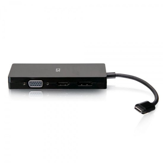 C2G Adaptateur multiport USB-C, adaptateur vidéo 4 en 1 avec HDMI, DisplayPort, DVI et VGA - 4K 60 Hz