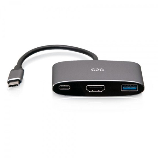 C2G Mini station d'accueil USB-C® 3 en 1 avec HDMI®, USB-A et USB-C Alimentation électrique jusqu'à 100 W - 4K 60 Hz