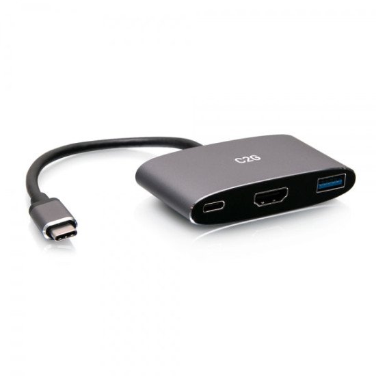 C2G Mini station d'accueil USB-C® 3 en 1 avec HDMI®, USB-A et USB-C Alimentation électrique jusqu'à 100 W - 4K 60 Hz