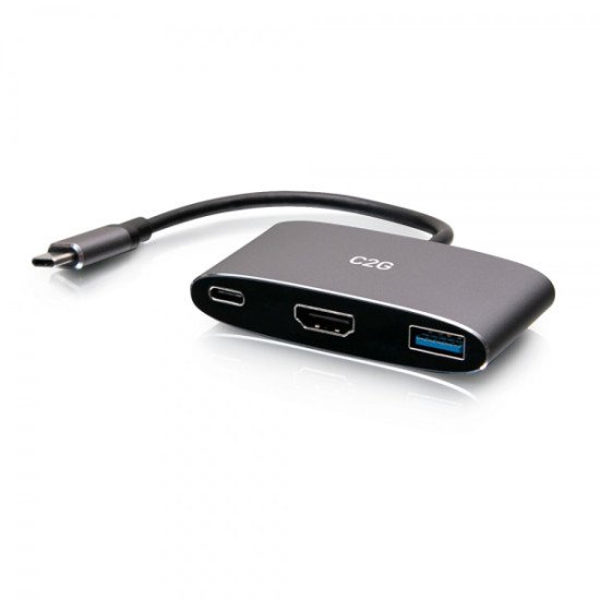 C2G Mini station d'accueil USB-C® 3 en 1 avec HDMI®, USB-A et USB-C Alimentation électrique jusqu'à 100 W - 4K 60 Hz