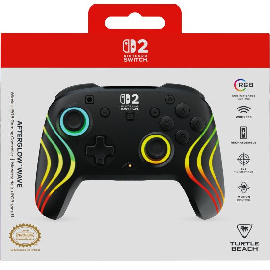Turtle Beach Afterglow Wave Noir Manette de gaming RGB sans fil Sous licence officielle pour Nintendo Switch 2