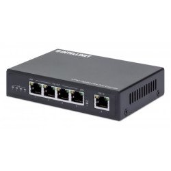 Intellinet Prolongateur Ultra PoE Gigabit 4 ports, extension PoE jusqu'à 100 m, budget PoE 90 W, 4 ports PSE jusqu'à 30 W, compatible IEEE 802.3bt/at/af, boîtier métal, Alimentation par Ethernet, Power Over Ethernet, garantie de 3 ans