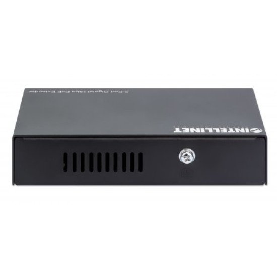 Intellinet Prolongateur Ultra PoE Gigabit 2 ports, extension PoE jusqu'à 100 m, budget PoE 60 W, 2 ports PSE de 30 W chacun, compatible IEEE 802.3bt/at/af, boîtier métal, Alimentation par Ethernet, Power Over Ethernet, garantie de 3 ans