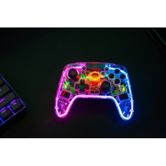 SPEEDLINK RAIT NX Transparent Bluetooth/RF/USB Manette de jeu Analogique/Numérique PC, Android, Nintendo Switch Lite, Nintendo Switch OLED, Playstation 3