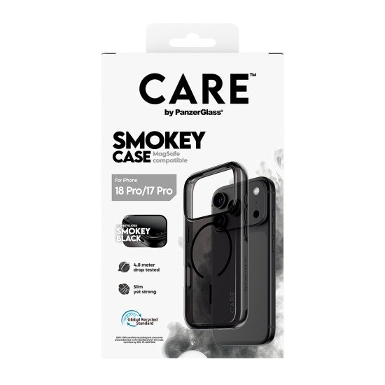 PanzerGlass CARE™ by ® Smokey Case w. Black MagSafe iPhone 2026 Pro | 17 Pro coque de protection pour téléphones portables Housse Transparent