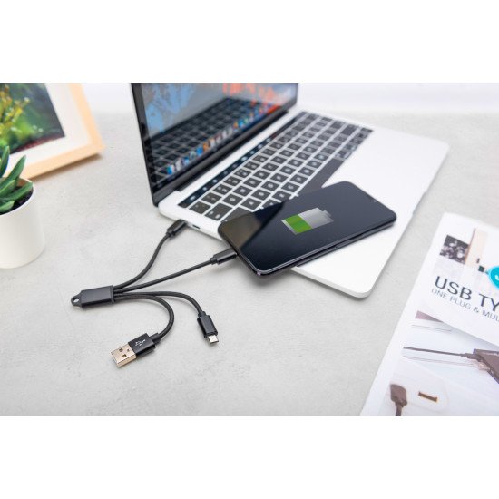 Digitus Câble de charge 3 en 1, USB A - Lightning + Micro USB + USB-C