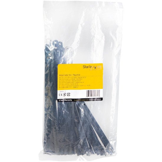 StarTech.com Colliers de Serrage Métalliques 22 cm - Largeur 7 mm - Diam. de Faisceau 55mm - Résistance 45 kg - Acier Inoxydable 316 Recouvert de Nylon - Attaches Métalliques détectables - 50 pcs StarTech.com Colliers de Serrage Métalliques 22 cm - Largeur 7 mm - Diam. de Faisceau 55mm - Résistance 45 kg - Acier Inoxydable 316 Recouvert de Nylon - Attaches Métalliques détectables - 50 pcs