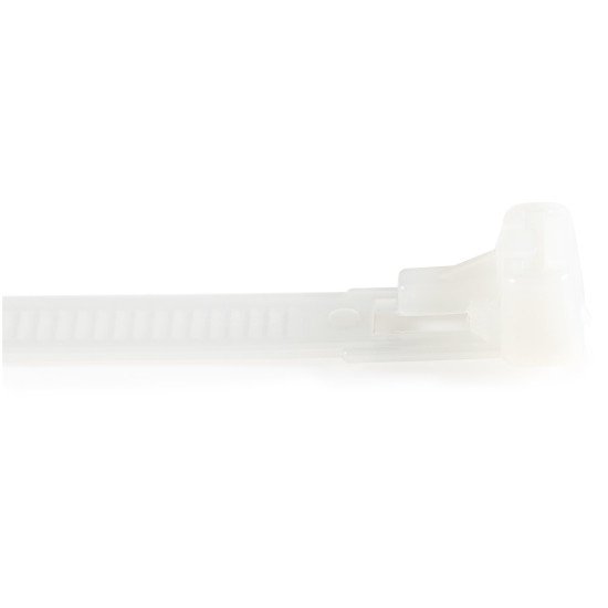 StarTech.com Colliers de Serrage Réutilisables 25 cm Blancs - Largeur 7 mm - Diam. faisceau 65 mm - Résistance traction 22 kg - Colson nylon détachable - Intérieur/extérieur - Homologués 94V-2/UL - 100 pcs