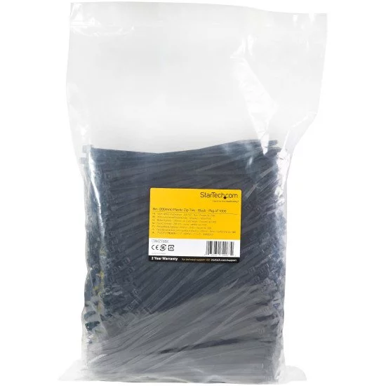 StarTech.com Colliers de Serrage 20 cm Noirs - Largeur 4 mm - Diam. faisceau 55 mm - Résistance traction 22 kg - Fermeture glissière autobloquante nylon avec pointe incurvée - 94V-2/UL -1000 pcs StarTech.com Colliers de Serrage 20 cm Noirs - Largeur 4 mm - Diam. faisceau 55 mm - Résistance traction 22 kg - Fermeture glissière autobloquante nylon avec pointe incurvée - 94V-2/UL -1000 pcs