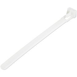 StarTech.com Colliers de Serrage Réutilisables 12 cm Blancs - Largeur 7 mm - Diam. faisceau 30 mm - Résistance traction 22 kg - Colson nylon détachable - Intérieur/extérieur - Homologués 94V-2/UL - 100 pcs