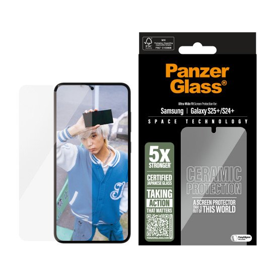 PanzerGlass ® Ceramic Screen Protector Samsung Galaxy S25+ | S24+ | Ultra-Wide Fit w. EasyAligner Protection d'écran transparent 1 pièce(s)